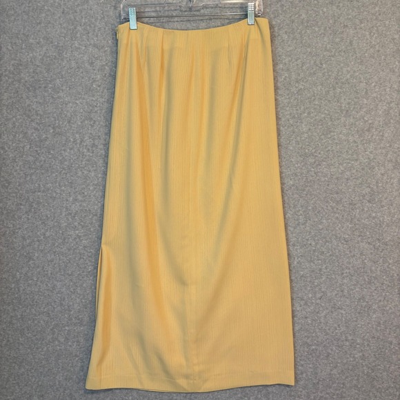 Vintage Larry Levine Women's 12 Petite Maxi Skirt Buttercream Yellow Cottagecore - Picture 1 of 8